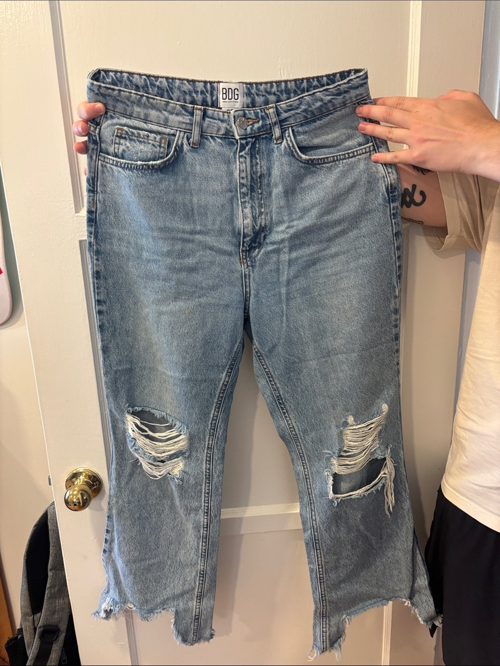 BDG Light Blue Distressed Wide Leg Jeans